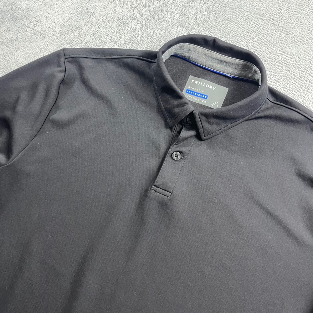 Twillory Athleisure Polo Shirt Mens‎ Large Black Short Sleeve Performance Golf